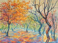 Sabiha Nasar-ud-deen, The Autumn Dance, 18 x 24 Inch, Oil with knife on Canvas, Landscape Painting, AC-SBND-008